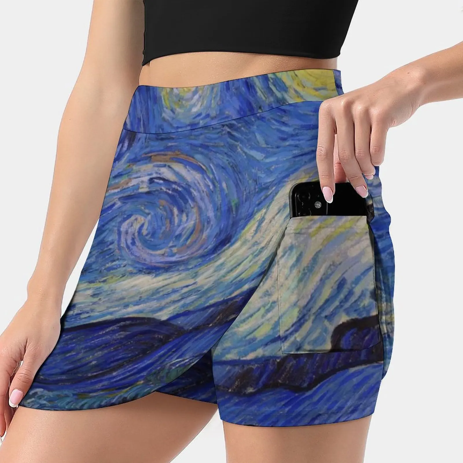 

The Starry Night By Vincent Van Gogh ( 1889 ) Korean Fashion Skirt Summer Skirts For Women Light Proof Trouser Skirt The Starry