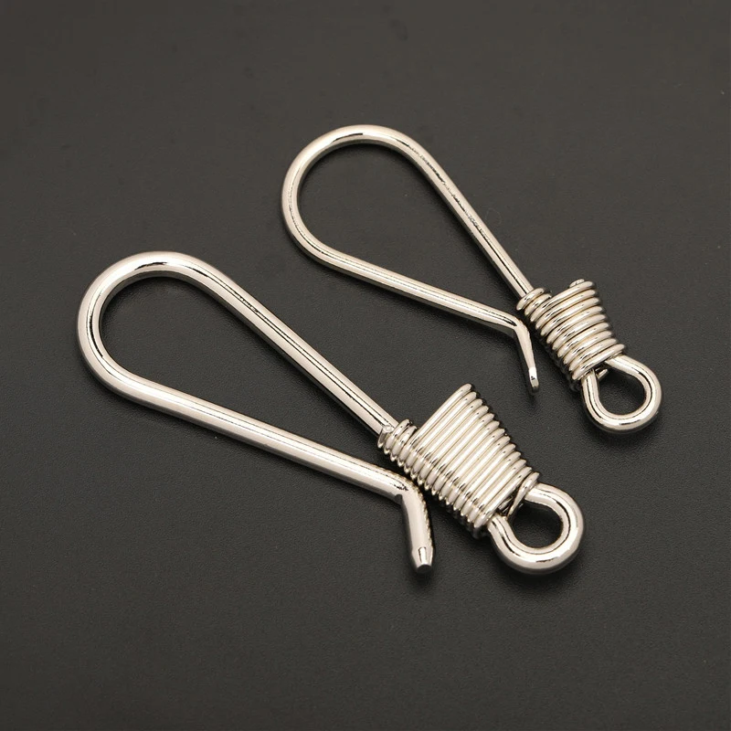 1pcs Brass Retro Wire Winding Keychain Silver Plated Belt U Hook Fish Hook Fob Clip 2 sizes Available