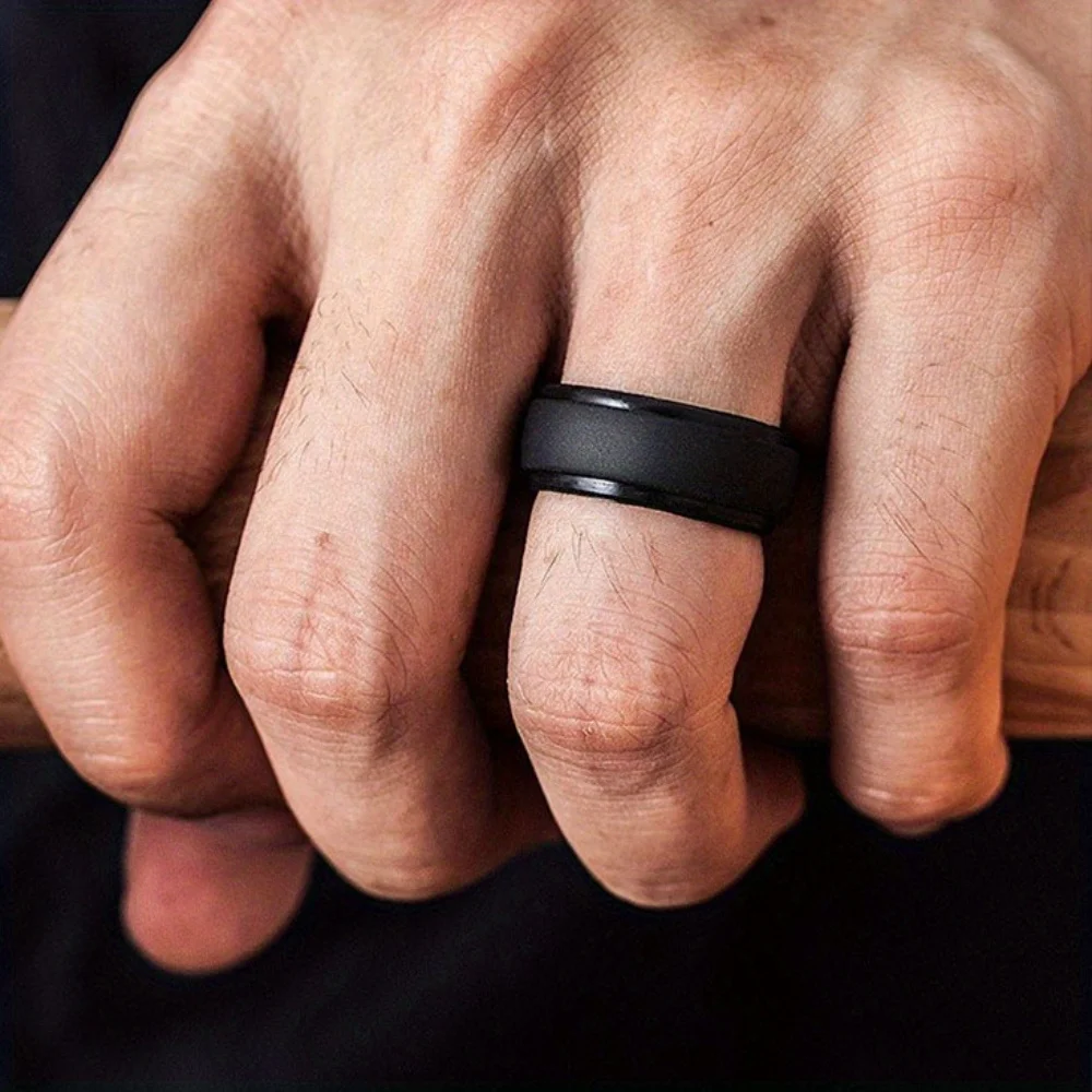 Sports Silicone Ring for Men Running Exercise Explorer Rubber Bands Hypoallergenic Flexible Finger Rings for Couple Gift Student