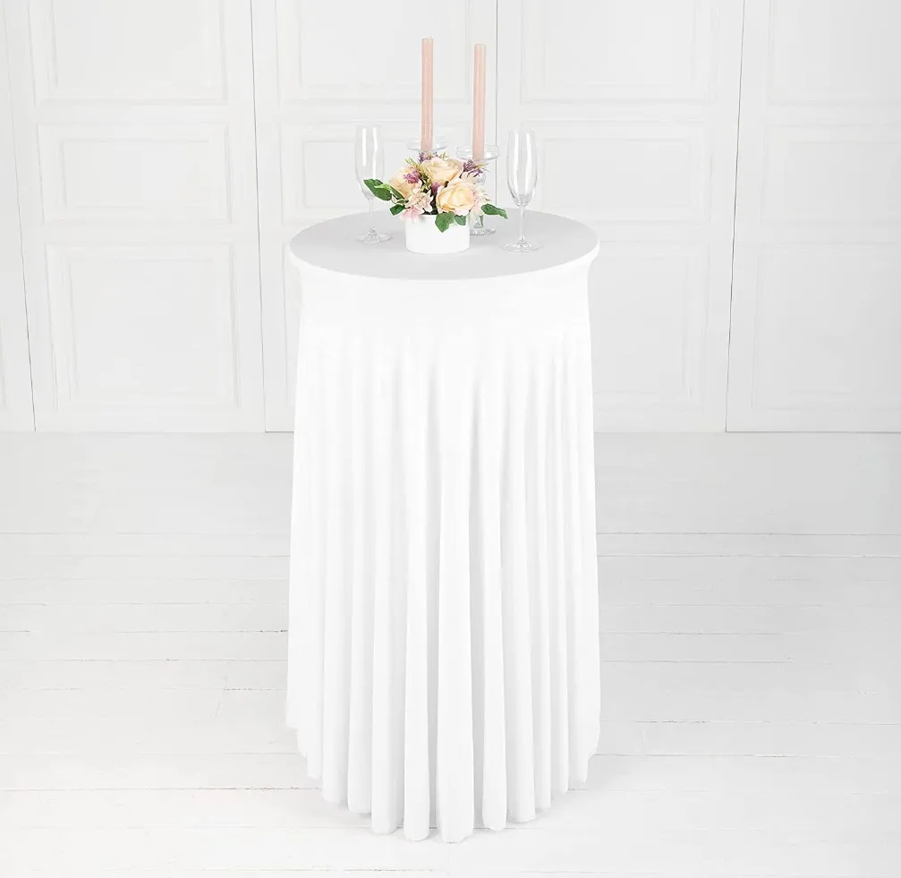 

Simple Wedding Table Cover Spandex Cocktail White Table Cloth Lycra High Bar Table Linen Banquet Hotel Party Wedding Decoration