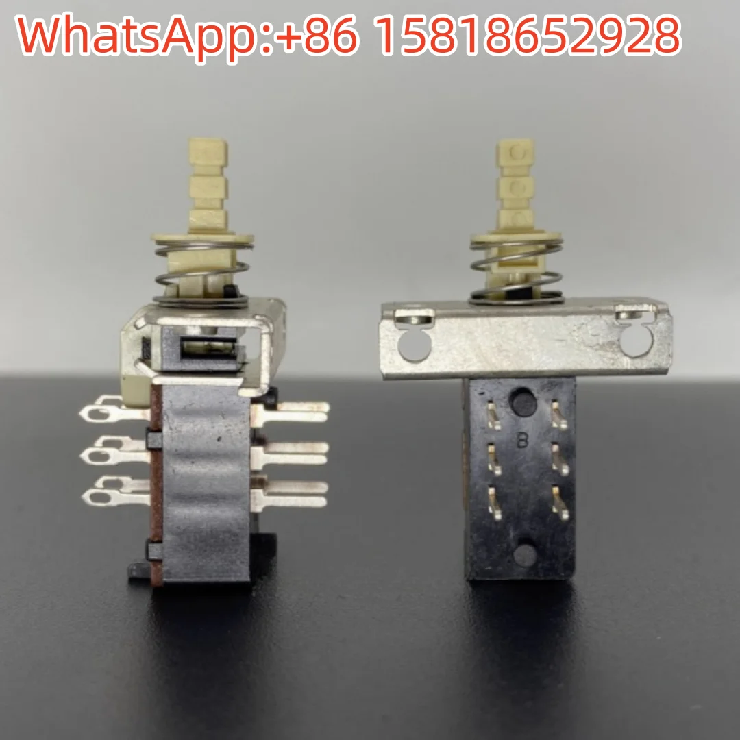 2pcs Self Locking Power Switch Double Row 6 Pins with Lock Key Amplifier Straight Keys Speaker Motherboard Button Japan ALPS