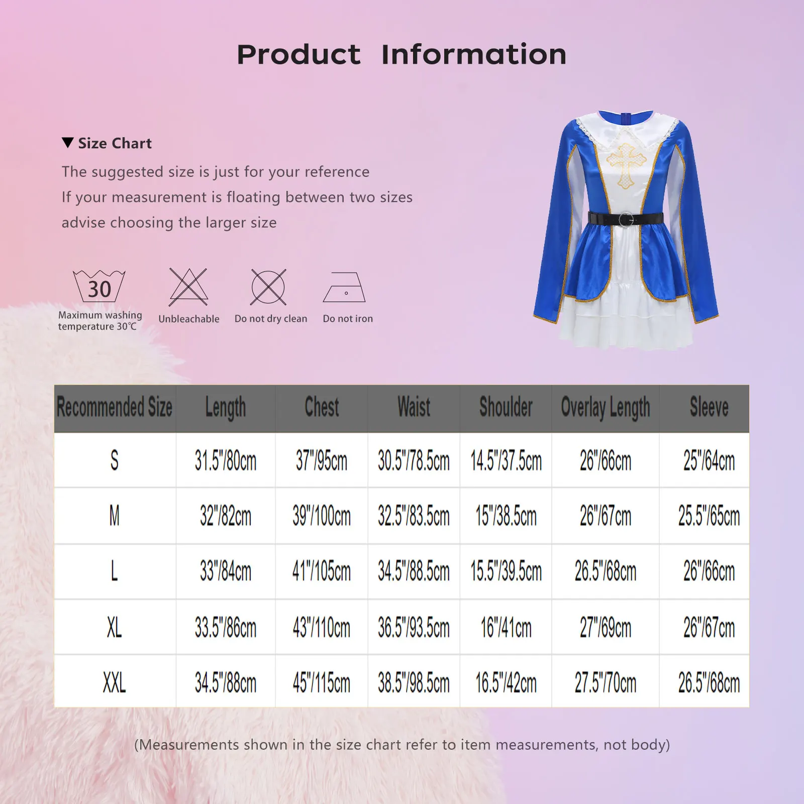 

Women Halloween Musketeer Cosplay Dress and Waist Belt Long Sleeve Overlay Tiered Hem Dress for Fancy Dress-up Party