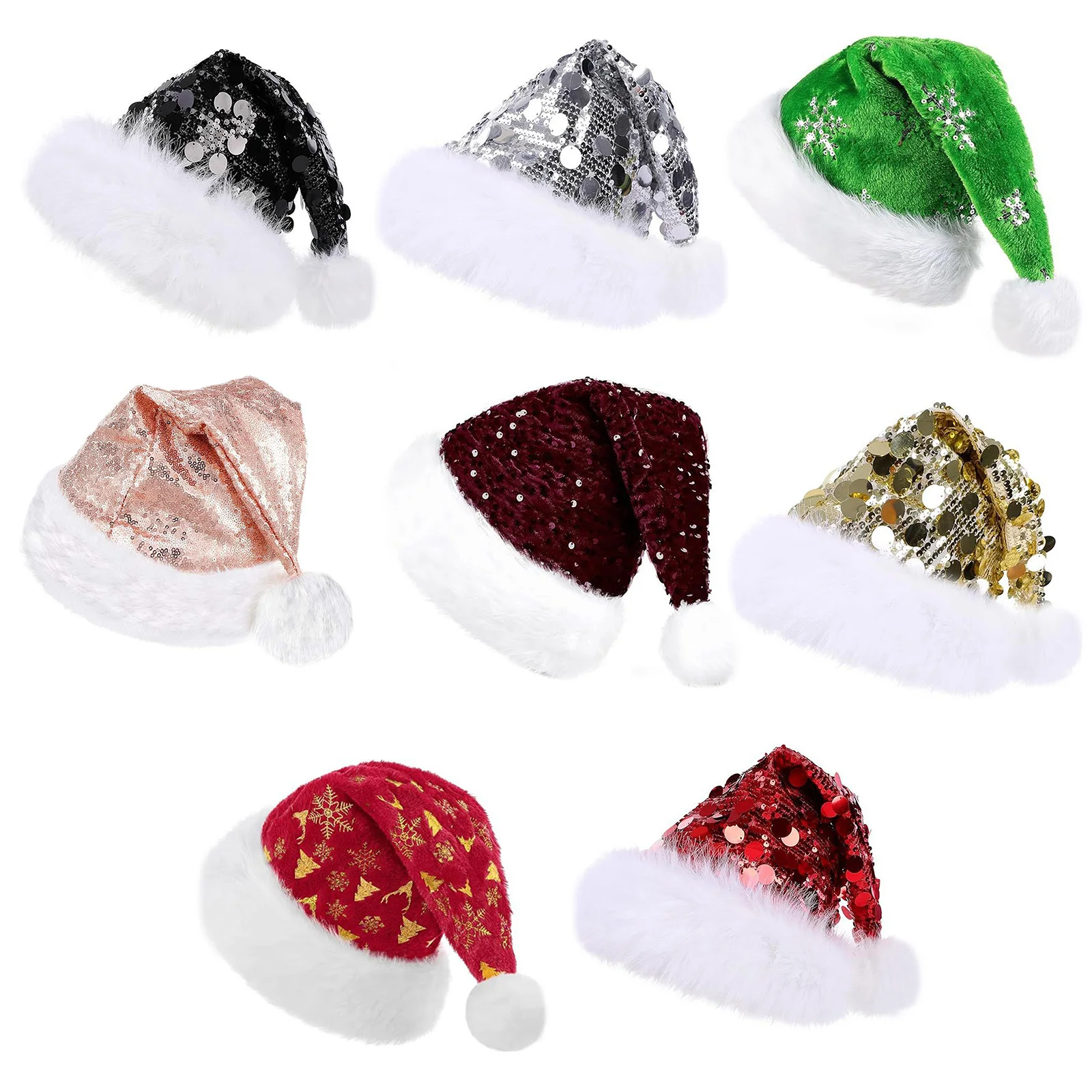 للجنسين الكبار الترتر سانتا قبعة عيد الميلاد قبعة أفخم حافة قبعة عيد الميلاد لحفلة عطلة السنة الجديدة