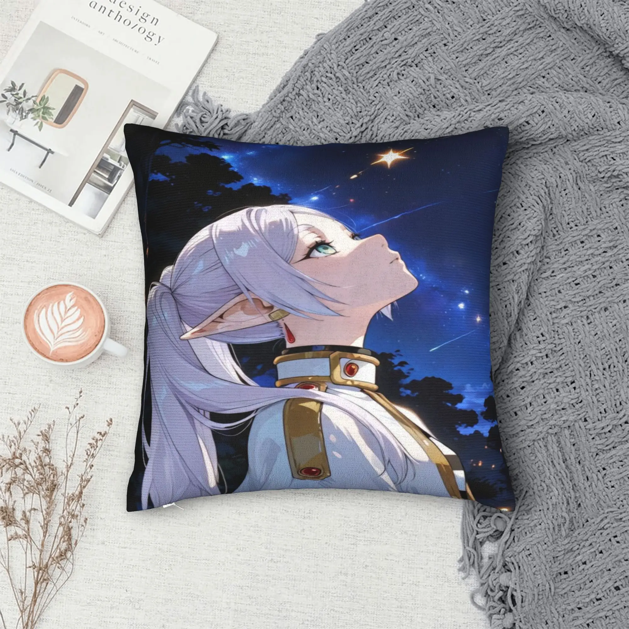 Frieren Beyond Journeys Pillowcases  Fashion Pillow Case For Sofa Couch Bed Living Room Soft Pillow Cover