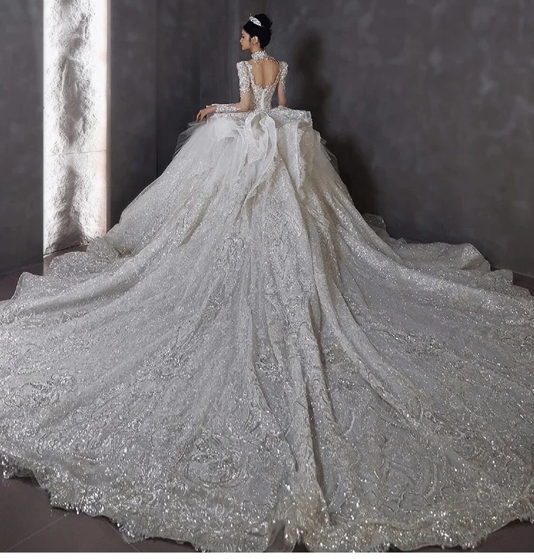 PRXD-2389 # ชุดแต่งงานฝรั่งเศส 2025 เจ้าสาวใหม่หรูหราสไตล์พระราชวังต่อท้ายขายส่งการปรับแต่งฟรีขนาดบวกพร้อมคึกคัก