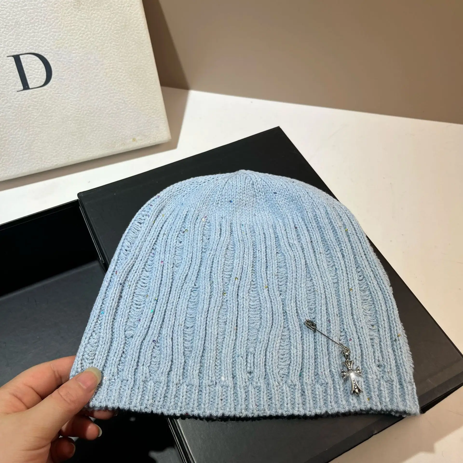 Bonnet à broche scintillante unisexe, chapeau tricoté scintillant Vintage pour femmes et hommes, casquette de fête Hippie pour Festival d'hiver