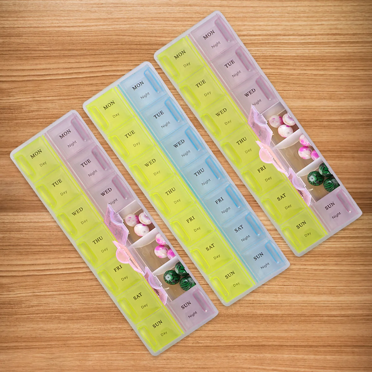 

3Pcs Portable Medicine Box 14 Grids Double Row Durable Storage Organizer for Weekly Pill Splitter Holder Medicine Splitter