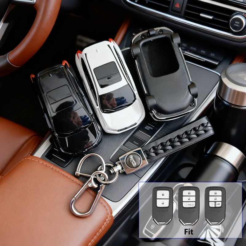 Interesting Car Key Case for Honda CRV Vezel City Civic Jazz BRV  HRV 2 3 4 Button Car Key Cover Fob Holder Keyring Accessories