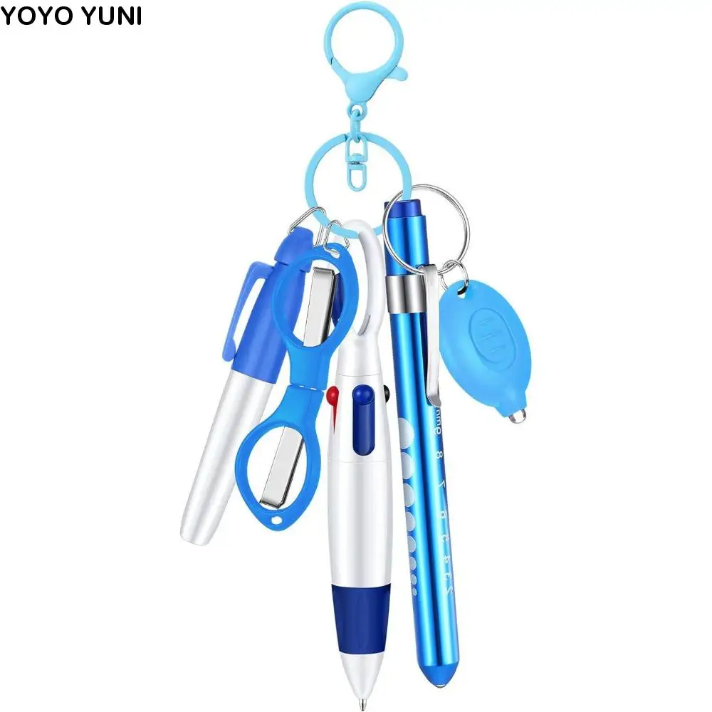 

Портативный набор выдвижных шариковых ручек, многофункциональная многоцветная пластиковая ручка для медсестры 6-в-1, набор ручек для медсестры с освещением, подарок