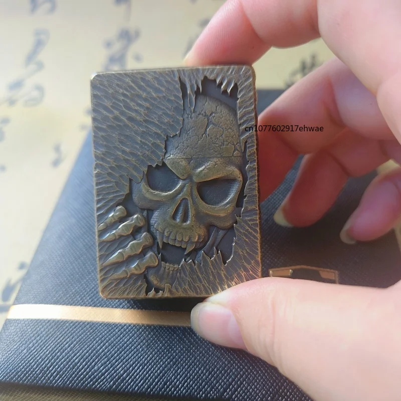 

ZORRO Armor 912S Skull Three-dimensional Relief Oil Lighter, Pure Copper, Can Collectable, Personalized Retro Men's Lighter,