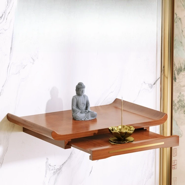CZ solid wood shrine wall-mounted shrine offering platform Household Guanyin Buddha statue offering platform offering rack