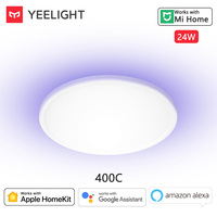 Yeelight Smart LED Ceiling Light 400C 24W Ultra Thin 2700K-6500K Dimmable RGB Ambient Backlight App Control for Homekit Mijia