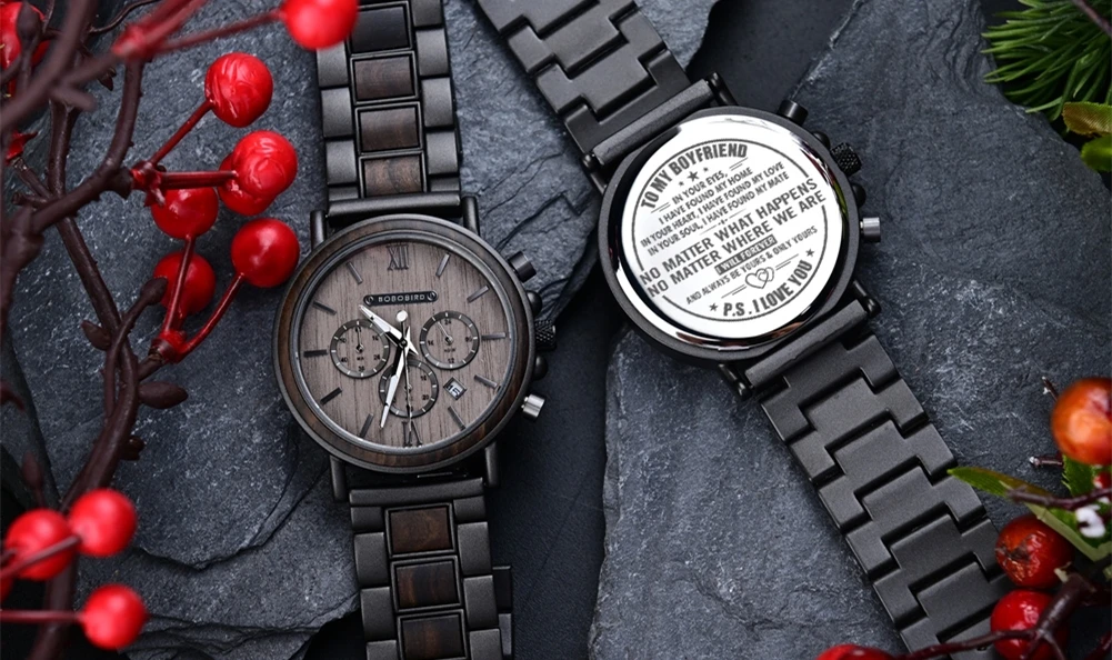 Automatic Mechanical Watch BOBO BIRD New Top Business Men Wooden Wristwatch Unique Custom Engraved Watches Christmas Gift Box