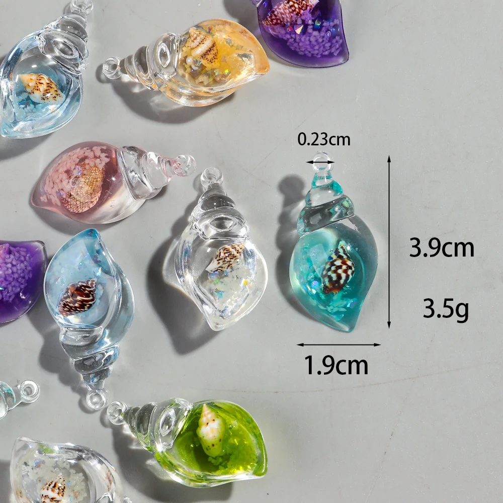 10pcs Transparent Luminous Acrylic Conch Charms Colorful Pendant for DIY Jewelry Making Necklace Earrings Keychain Accessories