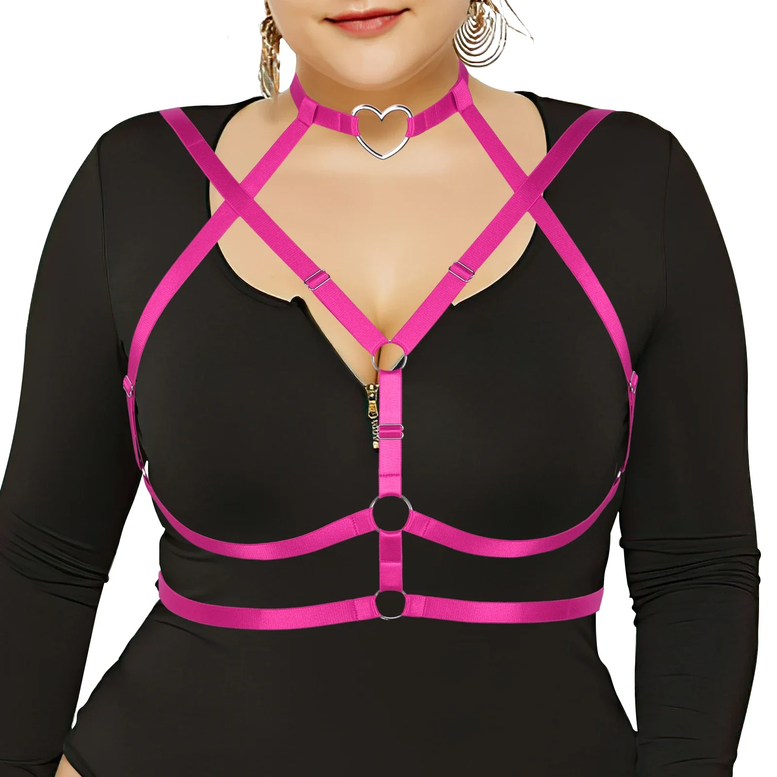 

Women Punk Goth Body Harness Crop Tops Lingerie Cage Bra Dance Festival Rave Wear Harness Soft Belt Harness Black Bra