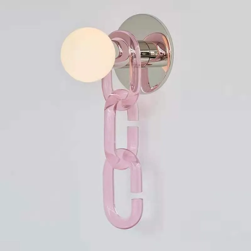 Nordic Minimalist Locking Chain Wall Lamps Glass Lampshade LED Wall Sconces Bedroom Bedhead Hotel Corridor Art Embellish Fixture