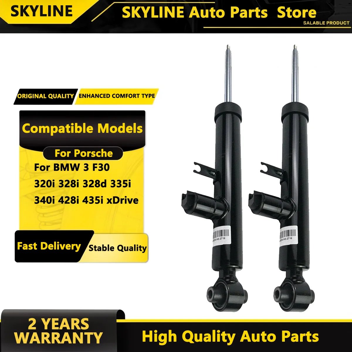 2x For BMW 3 F30 320i 328i 328d 335i 340i 428i 435i xDrive Rear Shock Absorbers 37126793911, 37126793877, 37126851558