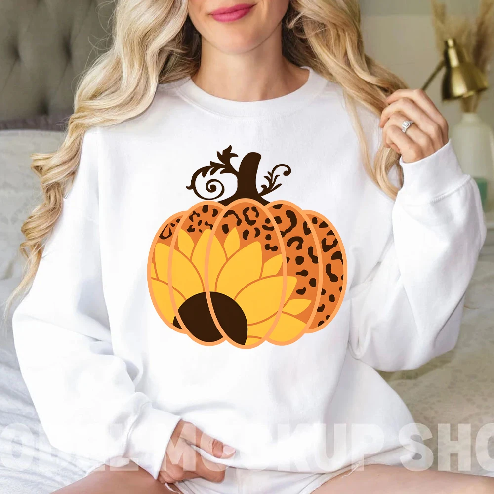 Leopard Pumpkin Women Clothing Cheetah Pumpkin Sweatshirts for Womens Thanksgiving Hello Women's Clothes Family Women's Clothing