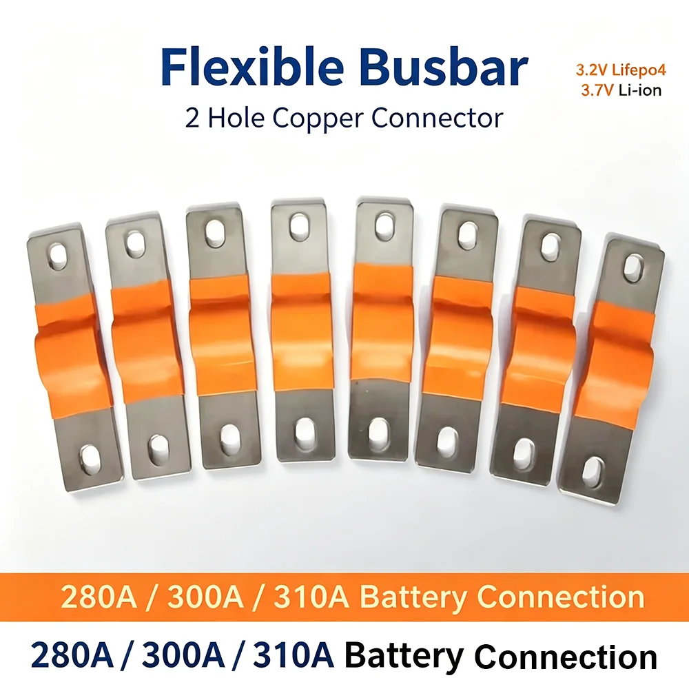 Flexible Bus Bar Flat Copper 2 Hole 4 Hole Busbar 300amp 2mm/3mm 300A for 3.2V 3.7V 280Ah 320Ah Battery Pack Parts