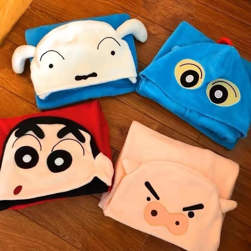 Crayon Shin Chan Shawl Hooded Bathrobe Anime Girl Quick Drying Hair Hat Bathrobe Super Absorbent Children's Headscarf Hat Gifts