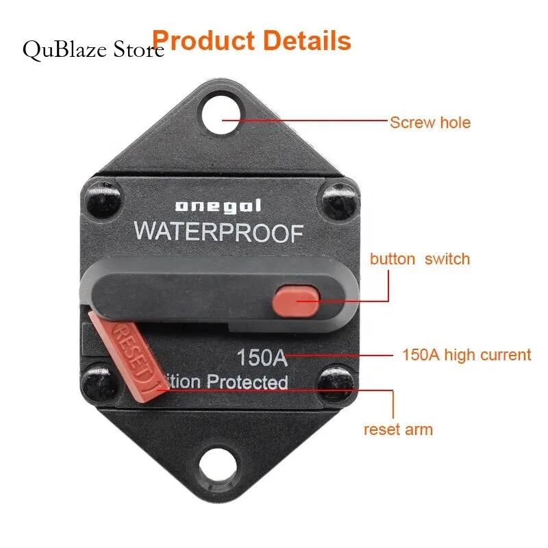 30A 40A 50A 60A 70A 80A 100A 110A 120A 130A 140A 150A AMP 12-48V DC قطاع دارة فيوز إعادة تعيين قارب السيارة السيارات مقاوم للماء