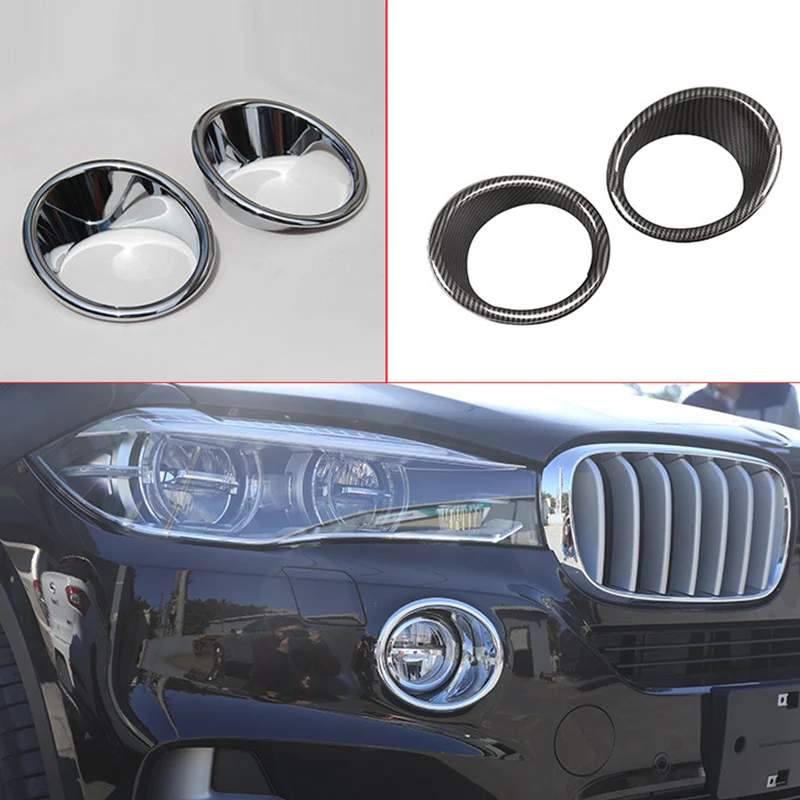 

For BMW X5 F15 2014-2018 2PCS ABS/Carbon fiber Plated Front Fog Light Lamp Cover Trim Black Car Front Fog Lamp Decoration Cover