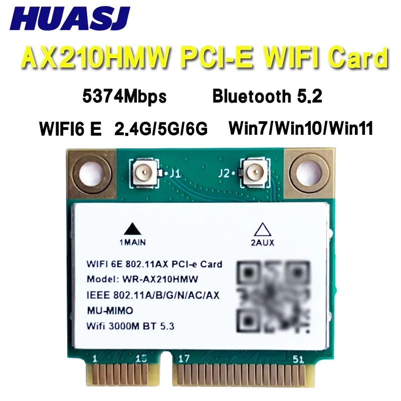 

Трехдиапазонный Wi-Fi 5374 Мбит/с 6E 802.11ax/ac AX210HMW AX200HMW/AC7265 Mini PCI-E MU-MIMO 2x2 Wi-Fi модуль Win10 для настольного компьютера/ноутбука