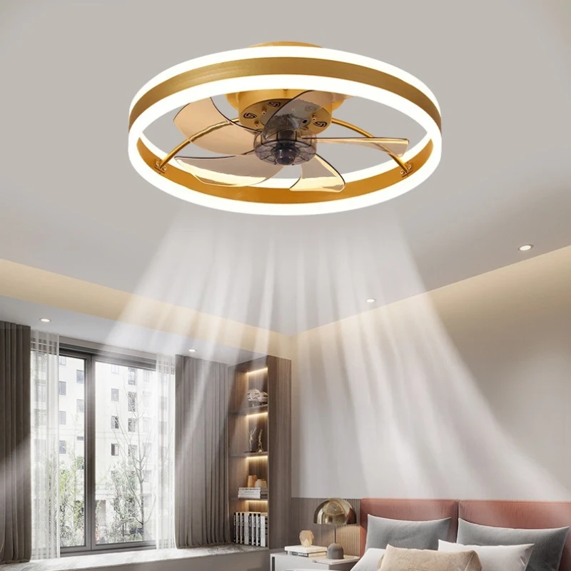 American Minimalist Shaking Head Ceiling Fan Lights Variable Frequency Bedroom Dining Living Room Electric Fan Lighting Fixtures