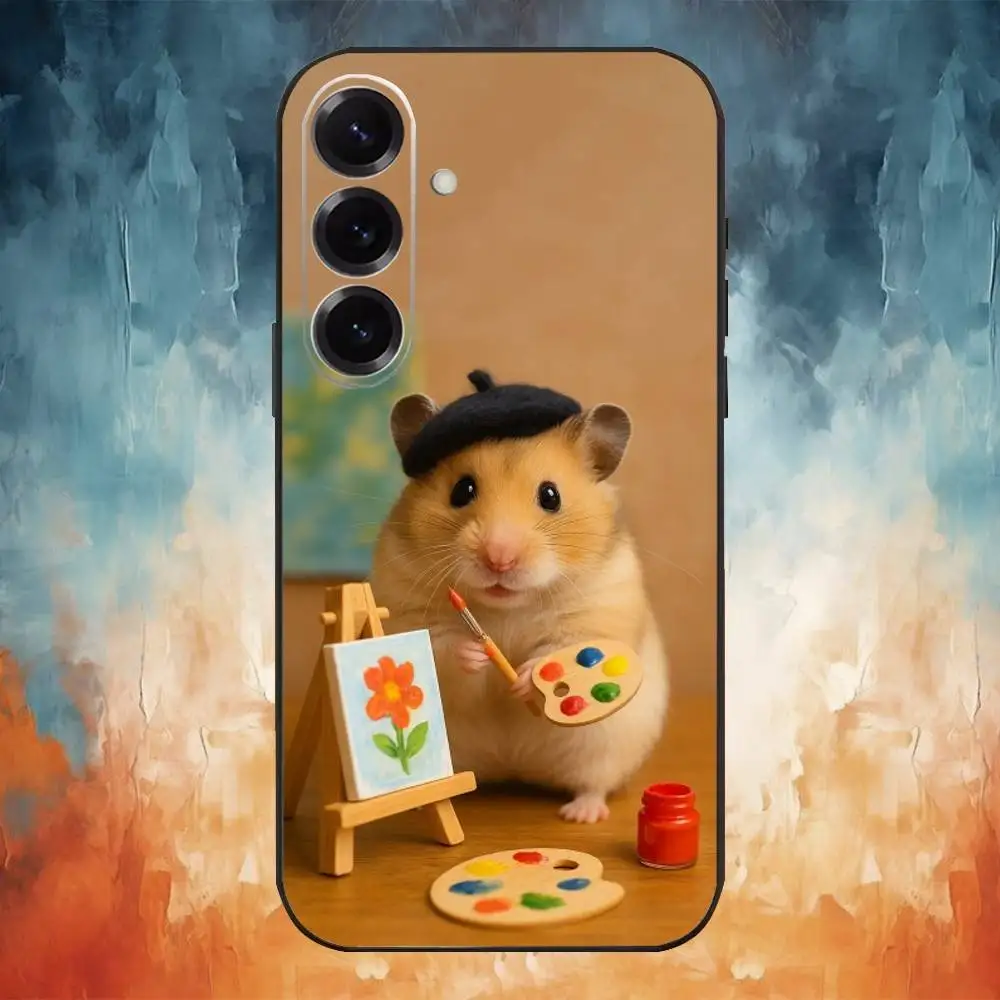 Niedliche tierische flauschige Hamster-Handyhülle für Samsung Galaxy A20,21s,22,31,32,52,53,72,73,80,91 weiche schwarze Hülle