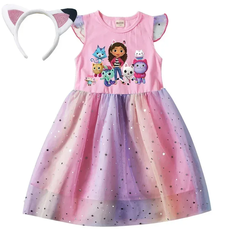 Vestido de gato Gaby para niñas, diadema con bolsa, vestido de fiesta de cumpleaños para niñas, casa de muñecas de cabby, disfraz de cosplay de Navidad y Halloween para niños