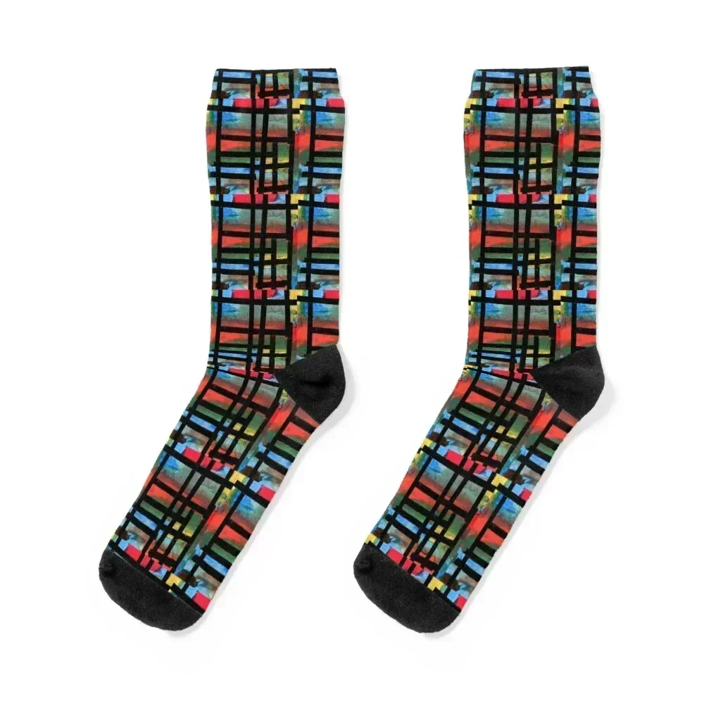 

Watercolor Abstraction in the Style of Mondrian Socks loose short anti-slip professional running Socks Female Men's