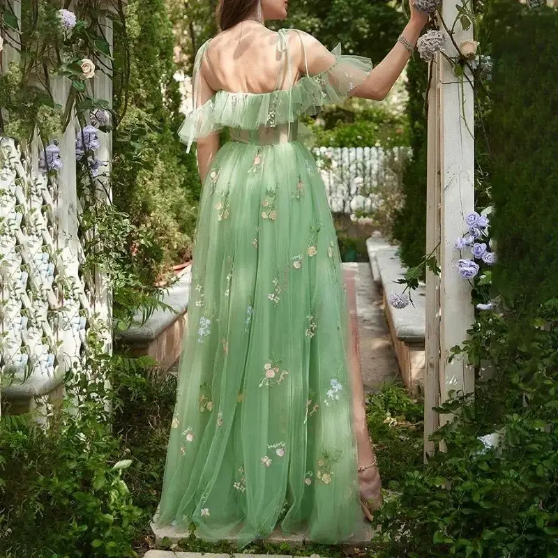 American 2025 New Fashion Women's V-neck Sleeveless Floor Length A-line Trendy Elegant Casual Ceremonial Dresses Female Clothes