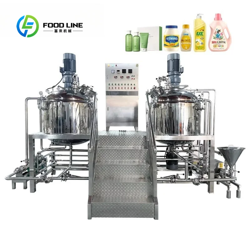 Custom Vacuum Emulsifying Mixer Lift Type Cosmetic Homogenizer for Ointment Shampoo Bath Gel Making Machine Stainless Steel Tank