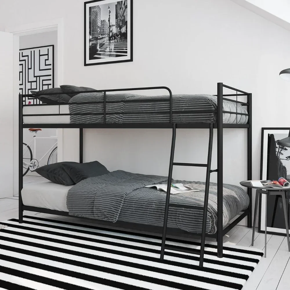 Mainstays Small Spaces Twin-over-Twin Low Profile Junior Bunk Bed, Black kids bed kid bed bunk bed camas para niñas