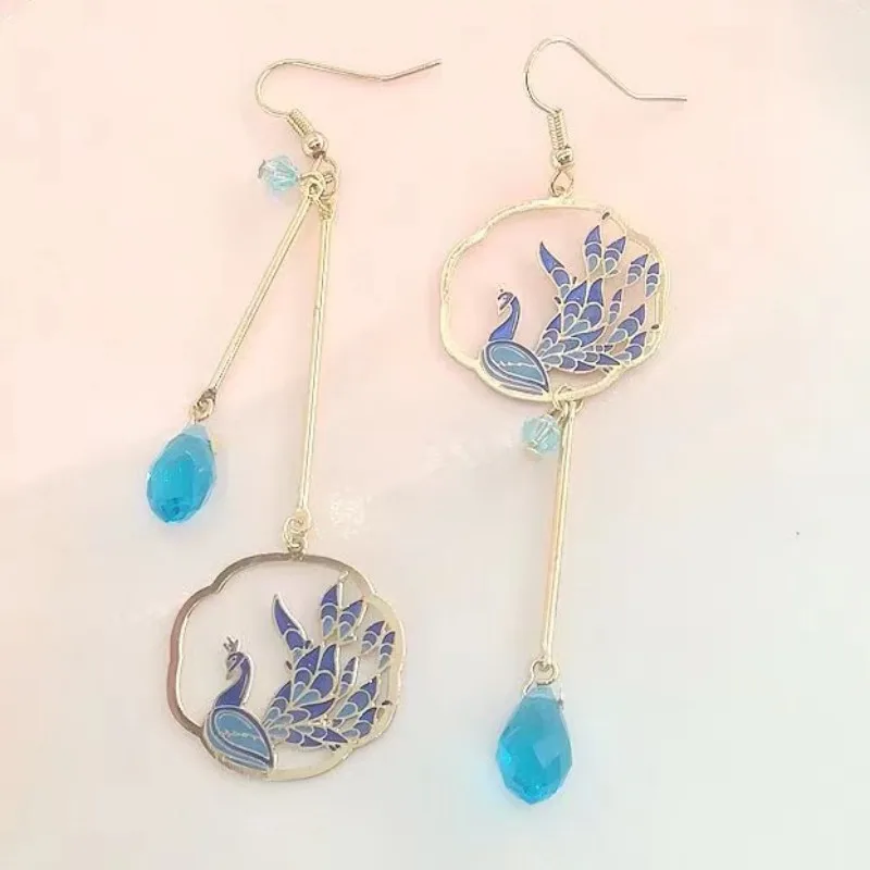 Vintage Chinese Mythical Animal Earrings for Women Phoenix Peacock Deer Nine-tailed Fox Crane Shaped Ethnic Jewelry Earclip Gift