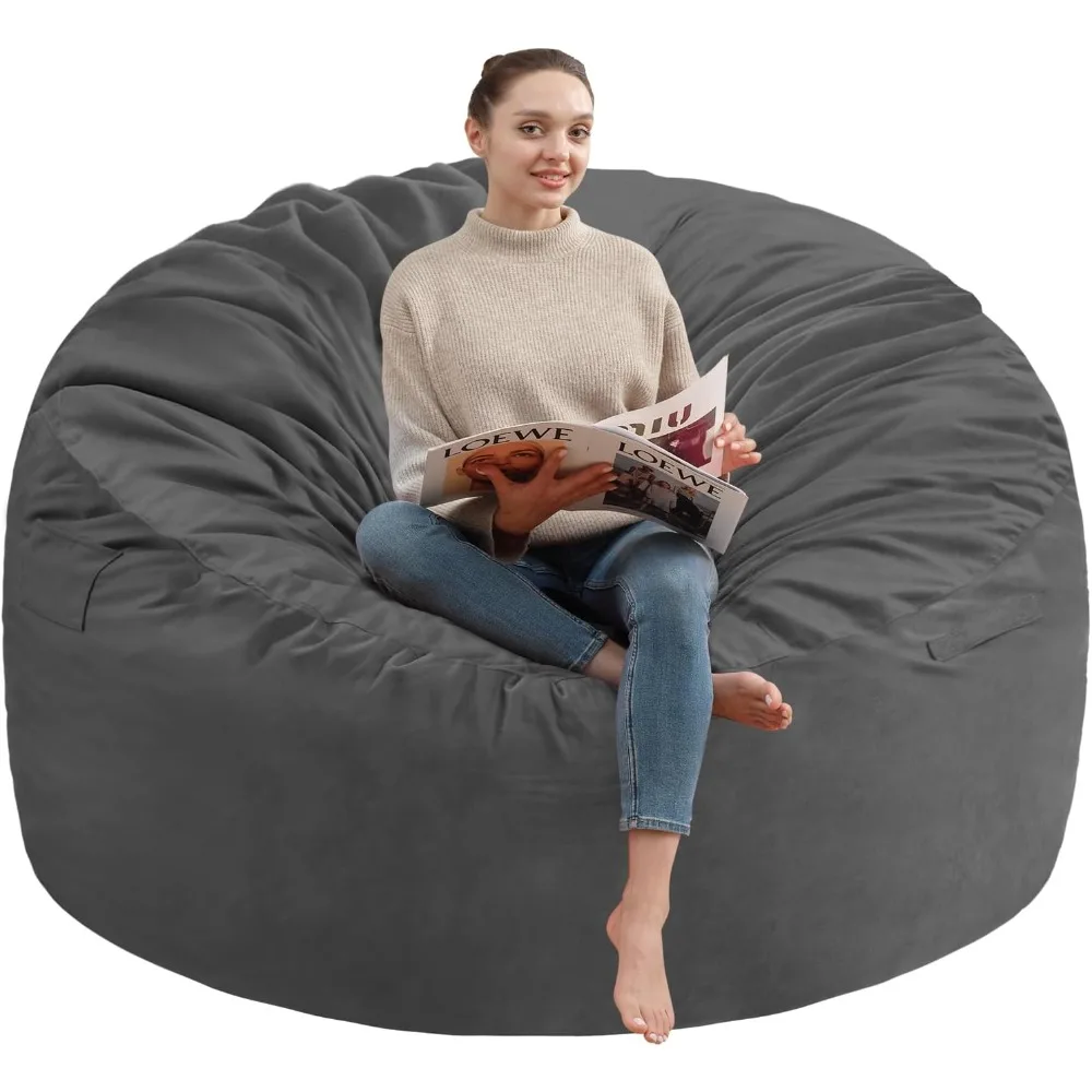 

Memory Foam Filled 3FT Bean Bag Chair, Plush Velvet-Covered Fluffy Bean Bag Sofa, Round Comfort Bean Bag