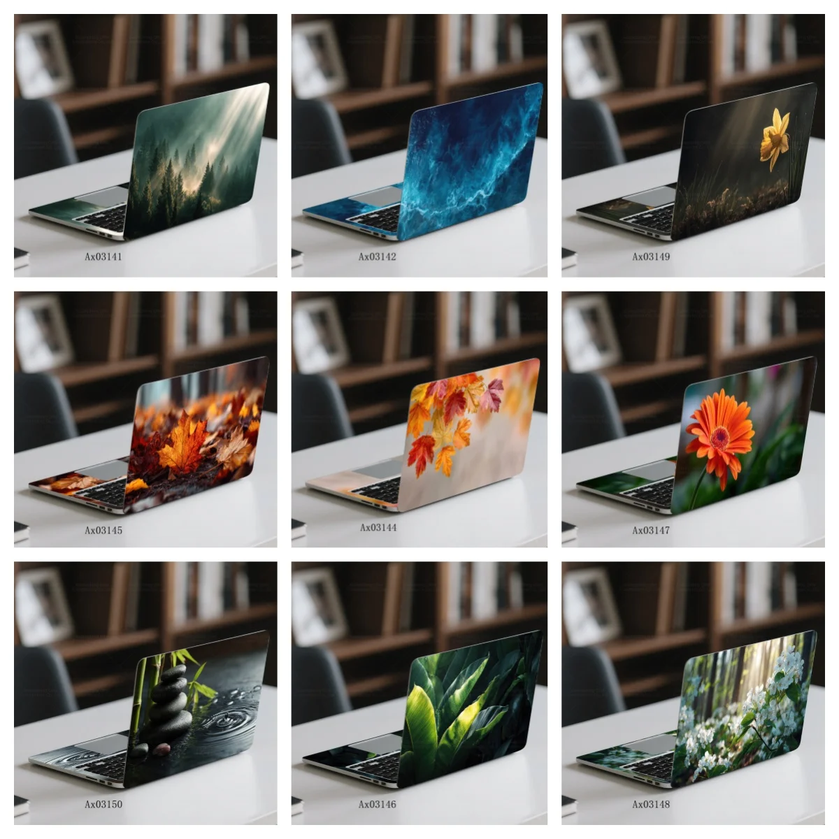 

2 Pcs/pack Autumn Maple Leaves Laptop Decals Self Adhesive Waterproof Anti Scratch Notebook Cover for Device MacBook Decor