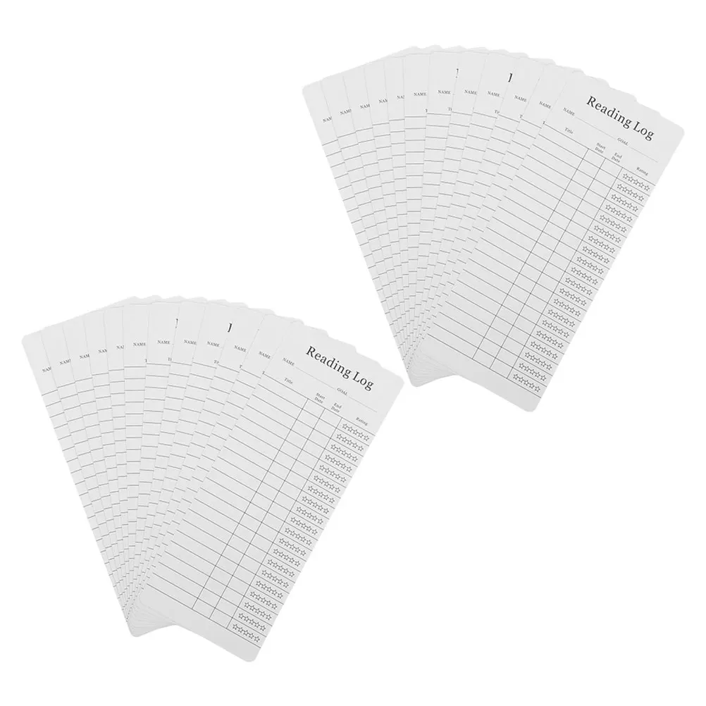 

25 Pcs Library Card Book Tracker Bookmark Reading Log Tracking Bookmarks Cards with Sleeve White Student