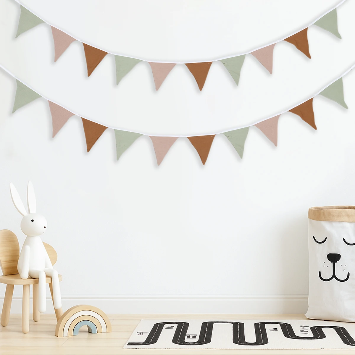 Colorful Triangle Pennant Hanging Banner 1st Birthday Party Decor Kids Favors Pull Flag Baby Shower Party Garland Flag Supplies