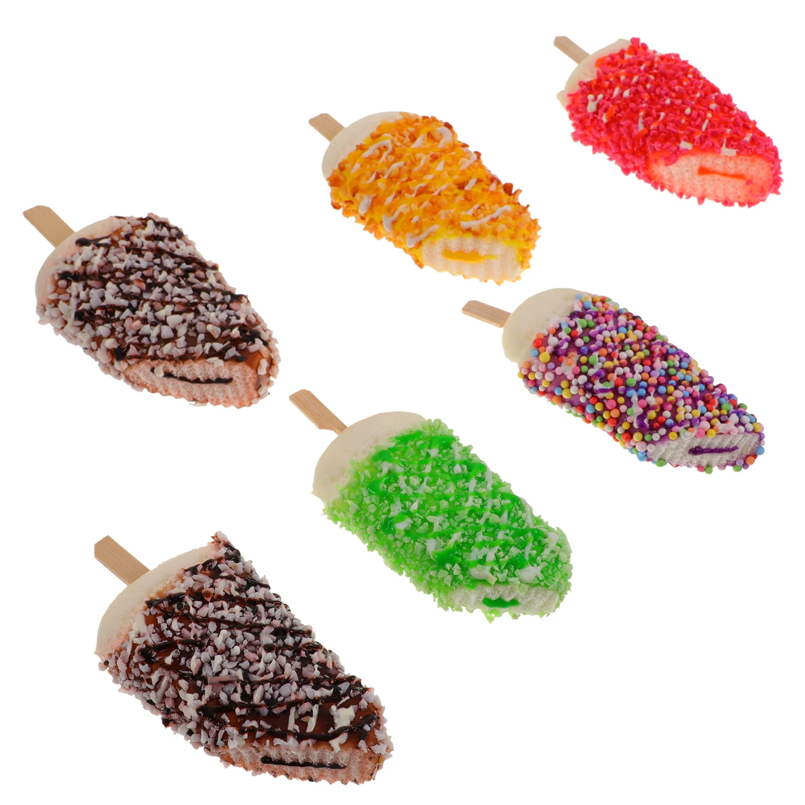 

6 Pcs Statue Simulated Porcelain Ice Cream Child Pu Fake Desserts Artificial Models