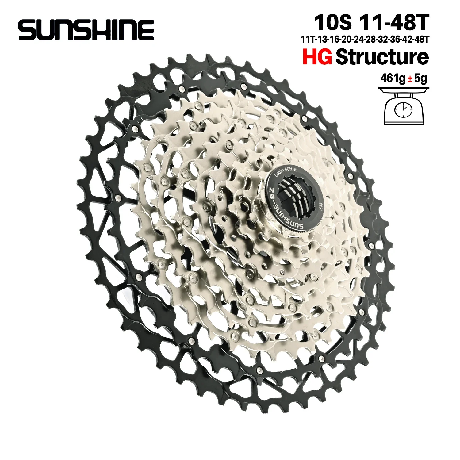SUNSHINE Ultraleichtes Fahrradkassetten-Freilauf, Kohlenstoffstahl, Material 9/10/11/12/13 Geschwindigkeit, HG-Struktur, Kettenrad für Mountainbike