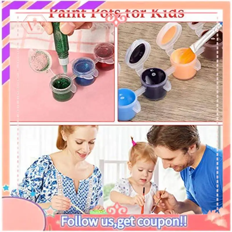 Upgraded 160 Strips 960 Pots Empty Paint Strips Paint Cup Pots Mini Paint Pots Clear Storage Containers For Paintings Art (3Ml)