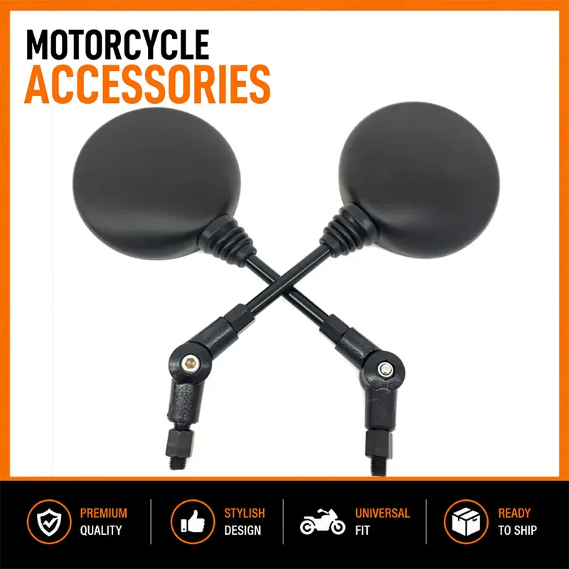 Universal 10mm Motorcycle Side Mirror Folding Round Rearview For Honda Yamaha Yadea Vespa Victoriamotor Accessory Cafe Racer