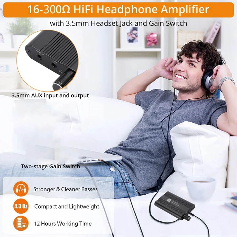 مضخم صوت صغير لسماعات الرأس HiFi ، جهاز استقبال الصوت ، مشغل الموسيقى ، متين ، سماعة أذن 16-Ω أمبير ، من من من نوع AUX
