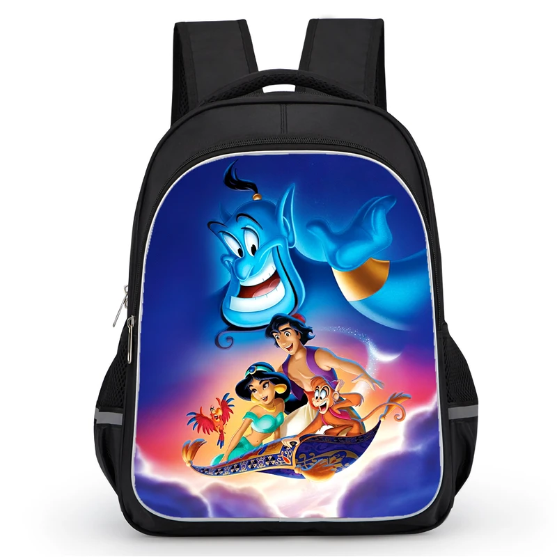 Sacs d'école Aladdin 16 pouces avec double poche à fermeture éclair, cartables de dessin animé pour garçons filles, sac à dos durable pour enfants pour élèves