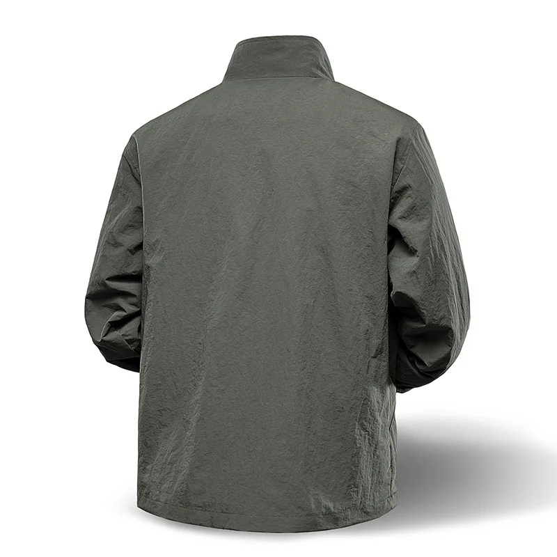 Fabric new jacket men's stand-up collar jacket fashionable men's side seam pocket zipper pocket jacket  three-dimensional D465