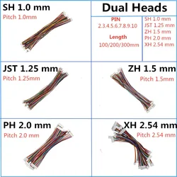 10Pcs SH1.0 JST1.25 ZH1.5 PH2.0 XH2.54 Double Head Wire Cable Connector   JST Pitch 1.0/1.25/1.5/2.0/2.54mm 2/3/4/10 Pin Female