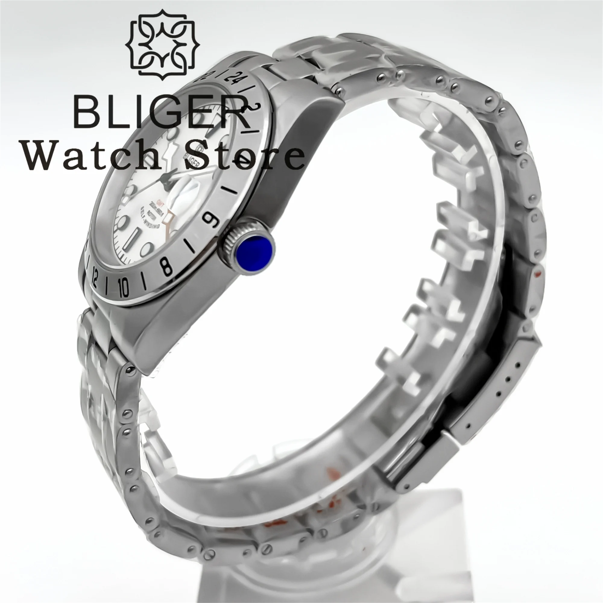 BLIGER New 39mm Automatic Mechanical GMT Watch NH34 Stainless Steel Sport Watch Sapphire Luminous Waterproof For Men Relogio