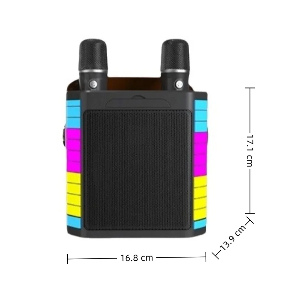 Altoparlanti Bluetooth wireless ad alta potenza Sistema di riverbero per home theater Sound Box con 2 microfoni wireless con luce a LED