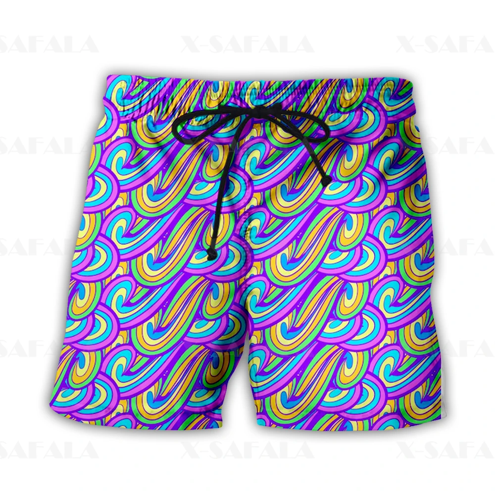 Short de plage trippy coloré pour homme, demi-pantalon de sport, hippicopter, psychédélique, vacances d'été,-11